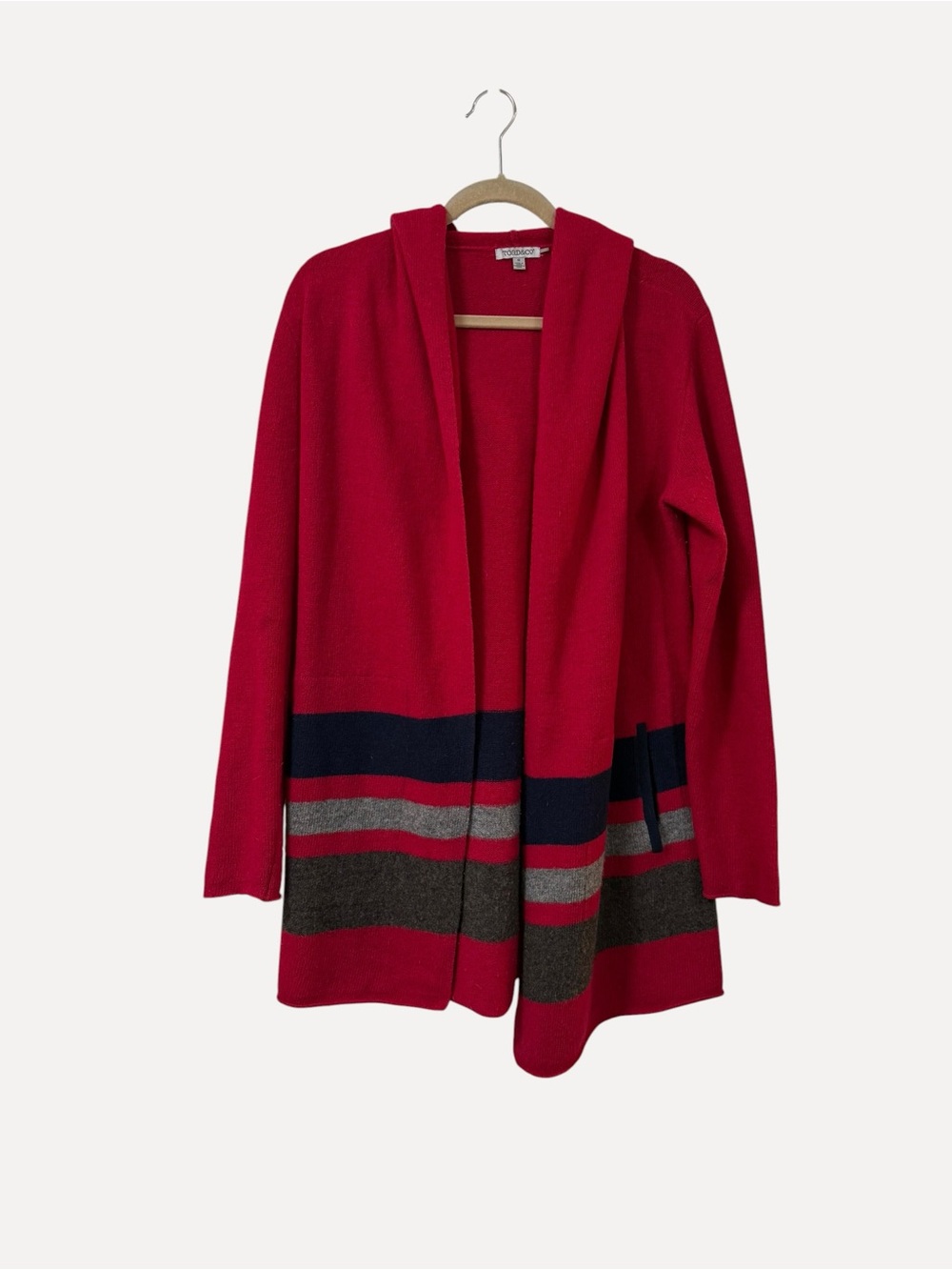 Toad&Co merino Heartfelt hoodie boiled lambswool red cardigan SMALL Cabincore